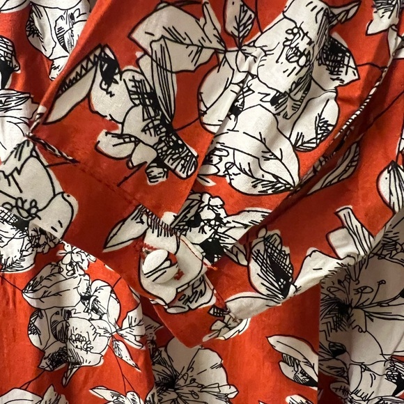 Orange Relaxed Pleated Blouse with Three-Quarter Sleeves -‎ XS / S - Picture 5 of 12